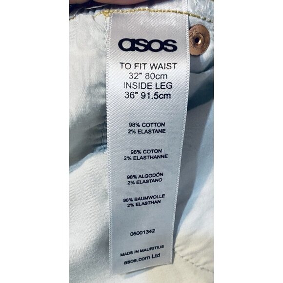 Asos Denim High Waist Jeans Womens Size 32 Medium Wash Stretch Skinny - Picture 5 of 6